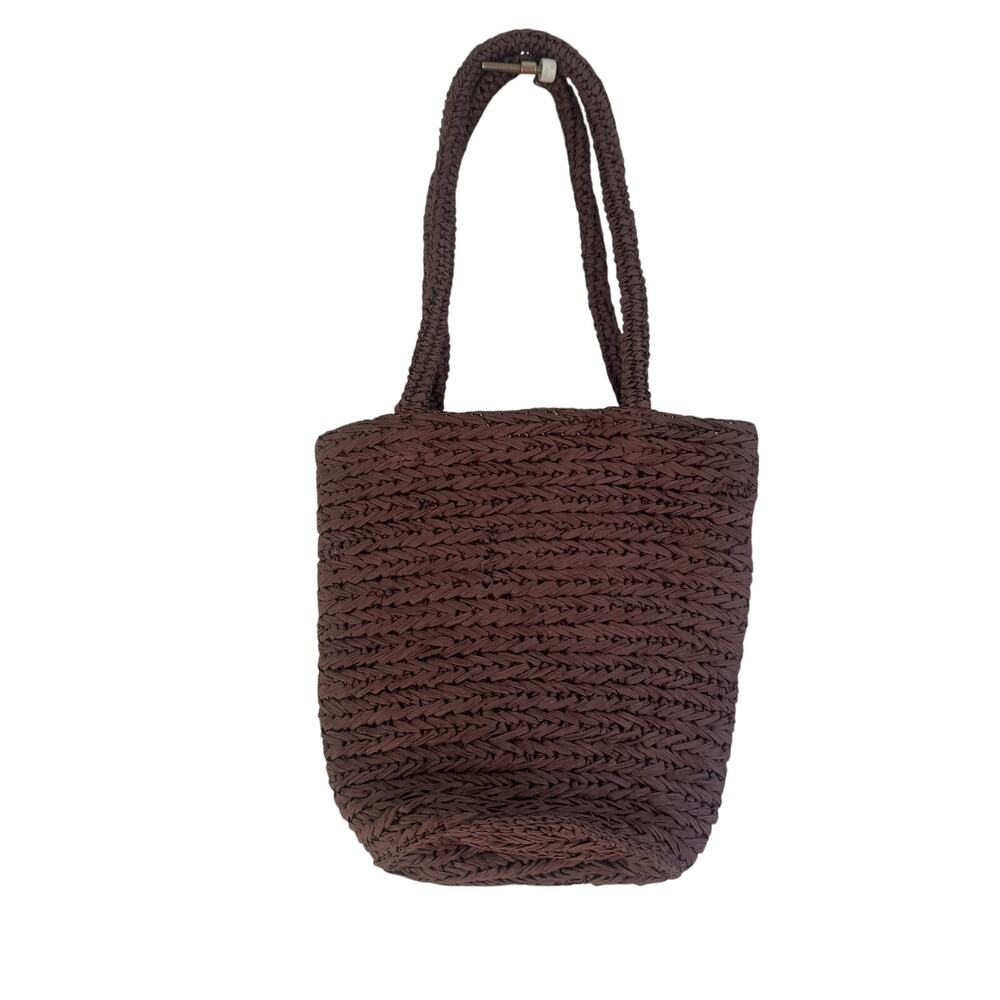 J. Crew Women's Malta Handwoven Straw Tote Bag Chocolate One Size NWT - Picture 4 of 11
